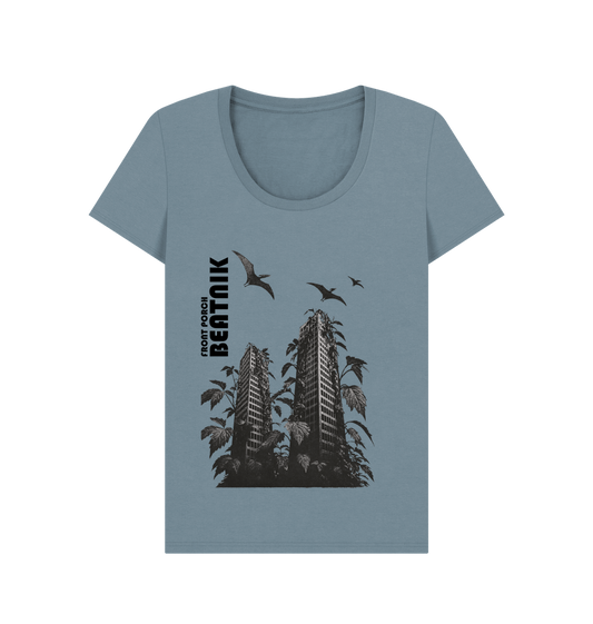 Stone Blue Printed T-shirt Front
